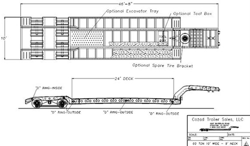 60 Ton 10 Foot Wide Trailer Drawing