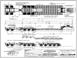 Cozad 60 Ton 3+2 28' Deck 11' Hydra Neck with 2 Axle Booster Line Drawing