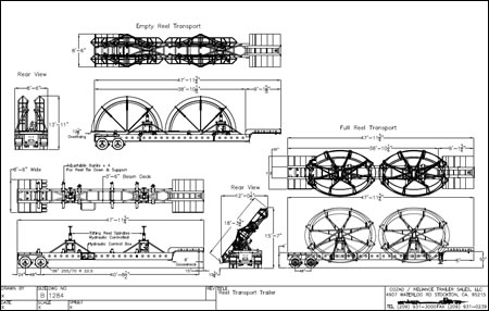 Oil Field Reel Trailer Line Drawing